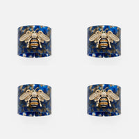Stripey Bee Resin Napkin Rings – Blue Tortoiseshell (Set of 4)