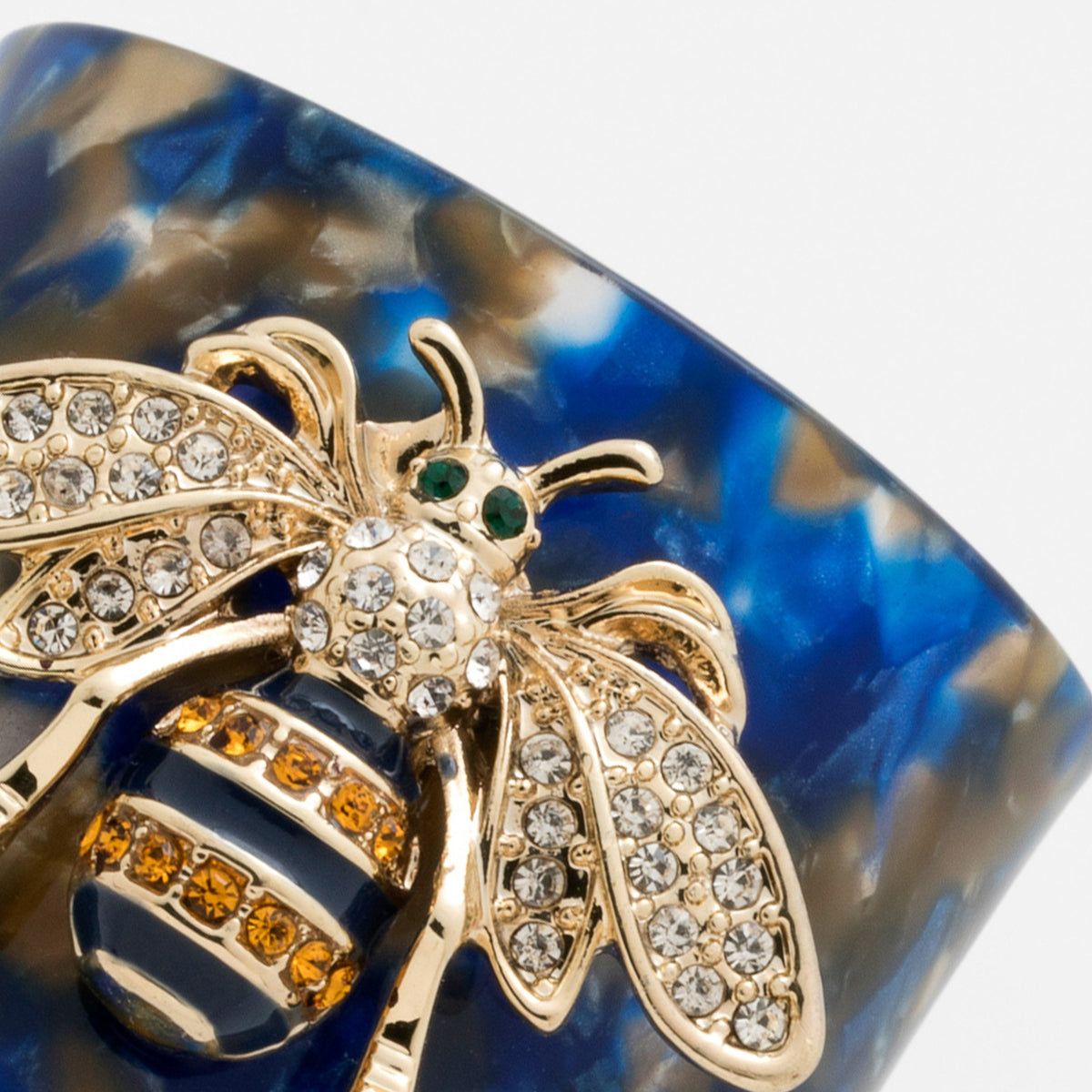 Stripey Bee Resin Napkin Rings – Blue Tortoiseshell (Set of 4)