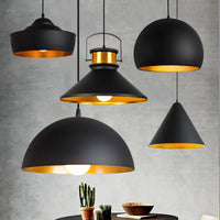 Nordic Retro Industrial Black Pendant Lamp Restaurant Bar Decor (Various Styles)