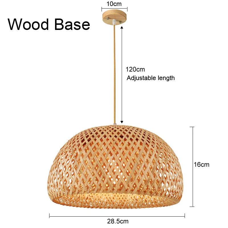 Bamboo Rattan LED Pendant Lamp Handwoven Natural Design (Various Styles, Colors and Sizes)