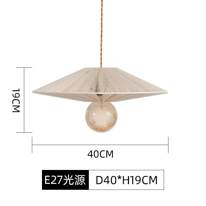 Japanese Retro Hemp Rope Pendant Lamp (Various Styles and Sizes)