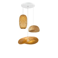 Bamboo Rattan LED Pendant Lamp Handwoven Natural Design (Various Styles, Colors and Sizes)