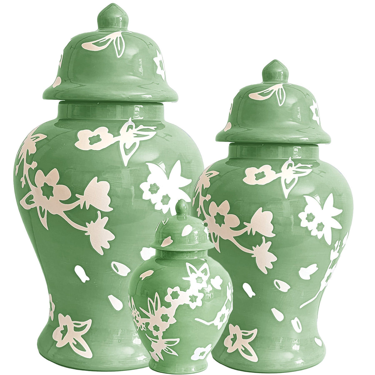 Sakura Ginger Jars in Cabbage Patch Green (Various Sizes)