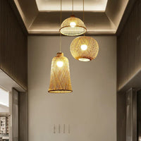 Set of 3Hand-Knitted Bamboo Rattan Pendant Lights (Various Styles)