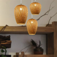 Bamboo Rattan LED Pendant Lamp Handwoven Natural Design (Various Styles, Colors and Sizes)