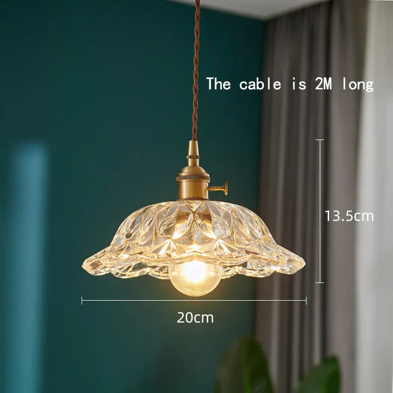 Japanese Glass Pendant Light - Vintage Brass (Various Sizes)