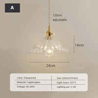 Retro Clear Glass Pendant Lamp Single Head Chandelier Cafe Bar Studio (9 Styles)