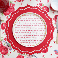 Scarlet Red Round Faux Leather Placemat