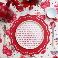 Scarlet Red Round Faux Leather Placemat