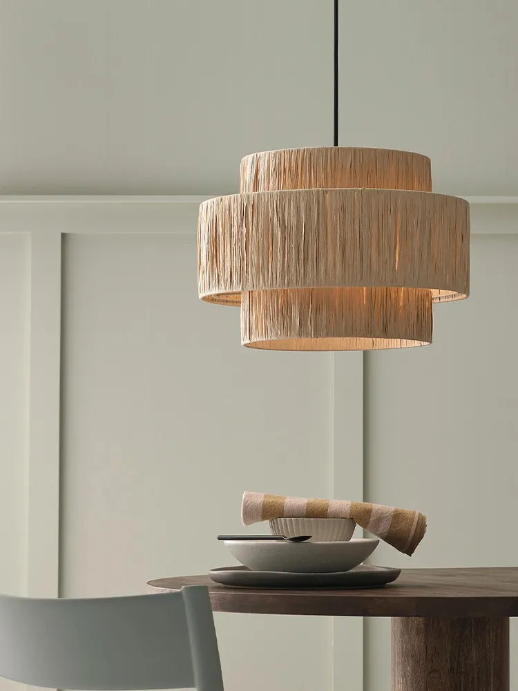 Artful Hand-Knitted Rattan Pendant (Various Styles)