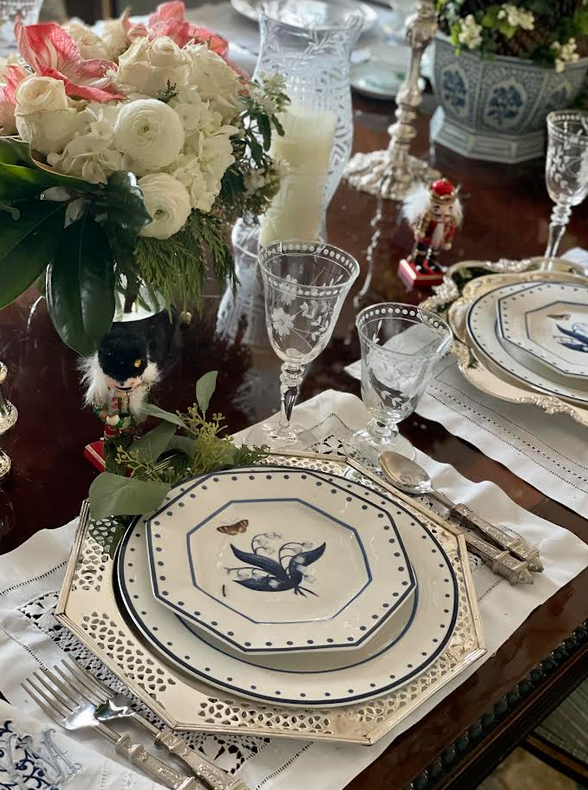 Lily of the Valley and Butterfly Blue and White Salad Plate
