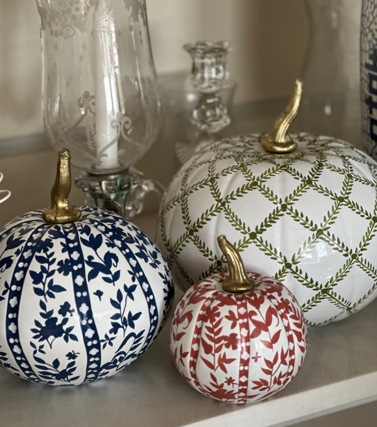 Rusty Red Floral and Vine Pumpkin (various sizes)
