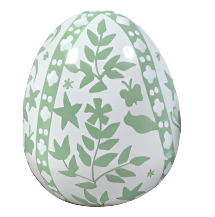 Green & White Trellis Leaf Egg (Various Sizes)