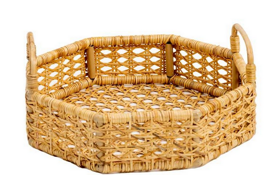 Hexagon Woven Cane Tray