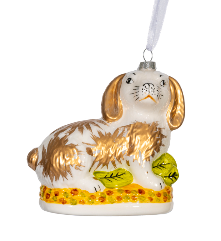 Gold & White Bunny Ornament