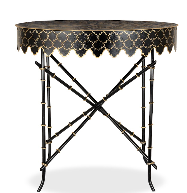 Black & White Trellis Scalloped Table
