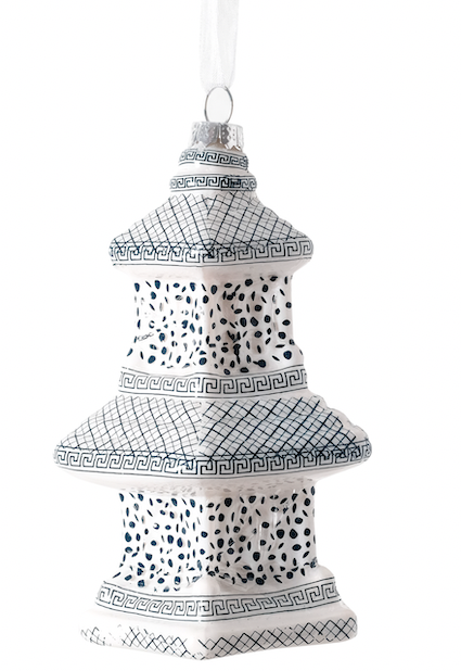 White & Blue Dots Pagoda Ornament