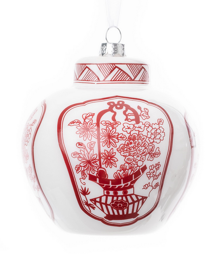 Red Trellis Flat Top Jar Ornament