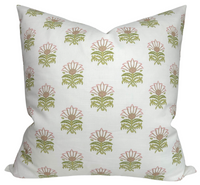 Milford Pillow Cover in Pink and Green (Various Sizes)