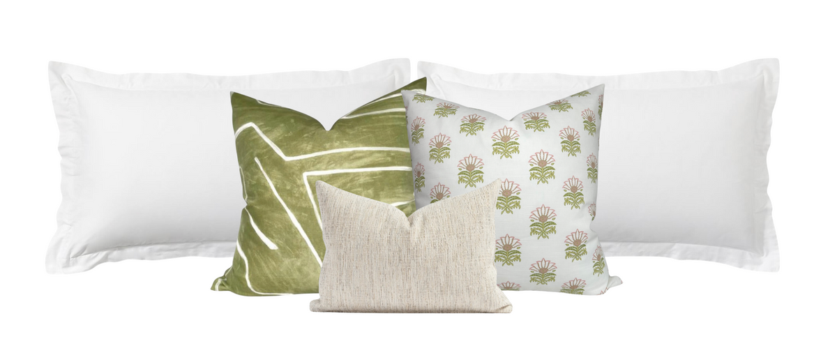 Milford Pillow Cover in Pink and Green (Various Sizes)