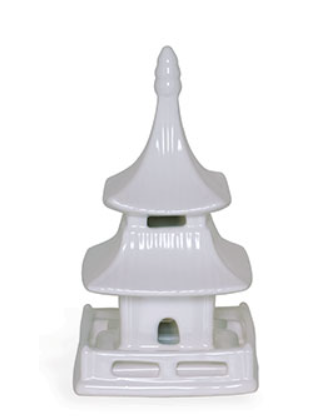 Short White Glazed Porcelain Pagoda
