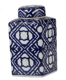 Blue and White Porcelain Square Lidded Jar