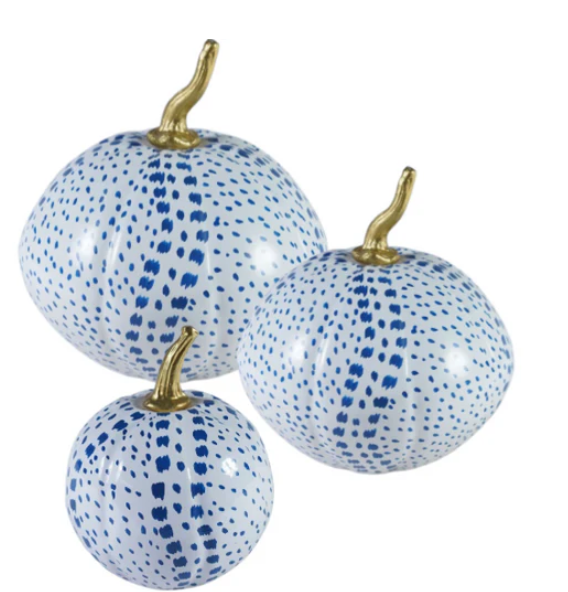 White Pumpkin with Blue Dots (various sizes)