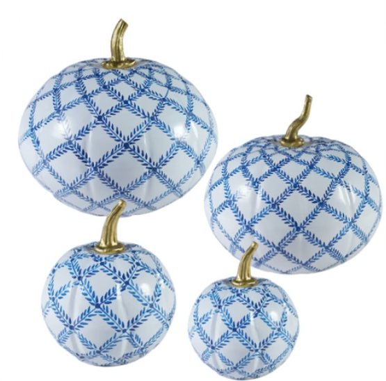 White Pumpkin with Blue Trellis (various sizes)
