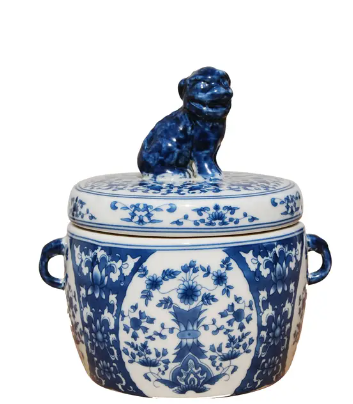 Blue and White Porcelain Foo Dog Lidded Candle – Fleur de Sel