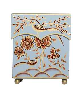 Pale Blue & Gold Pheasant Tissue Holder