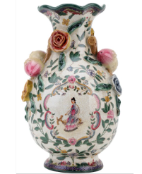 Intricate Vintage-Inspired Ceramic Flower Vase with Hand-Painted Details