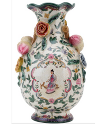 Intricate Vintage-Inspired Ceramic Flower Vase with Hand-Painted Details