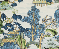 Asian Scenic Pillow Cover in Blue and Green (Various Sizes & Colors)