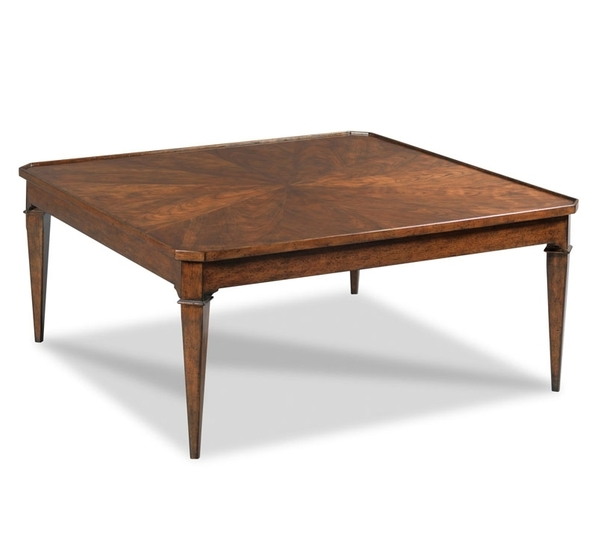 Rectangular Galleried Top Table with Tapered Corner Posts in Cherry Veneer