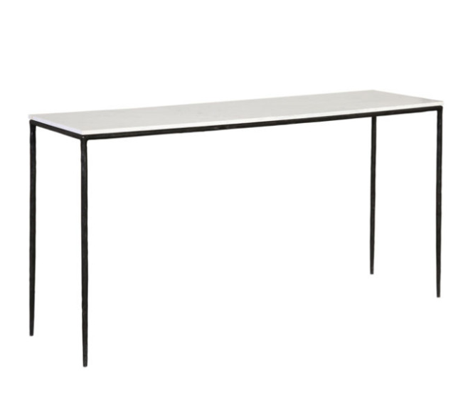 Black Forged Iron Console with White Marble Top