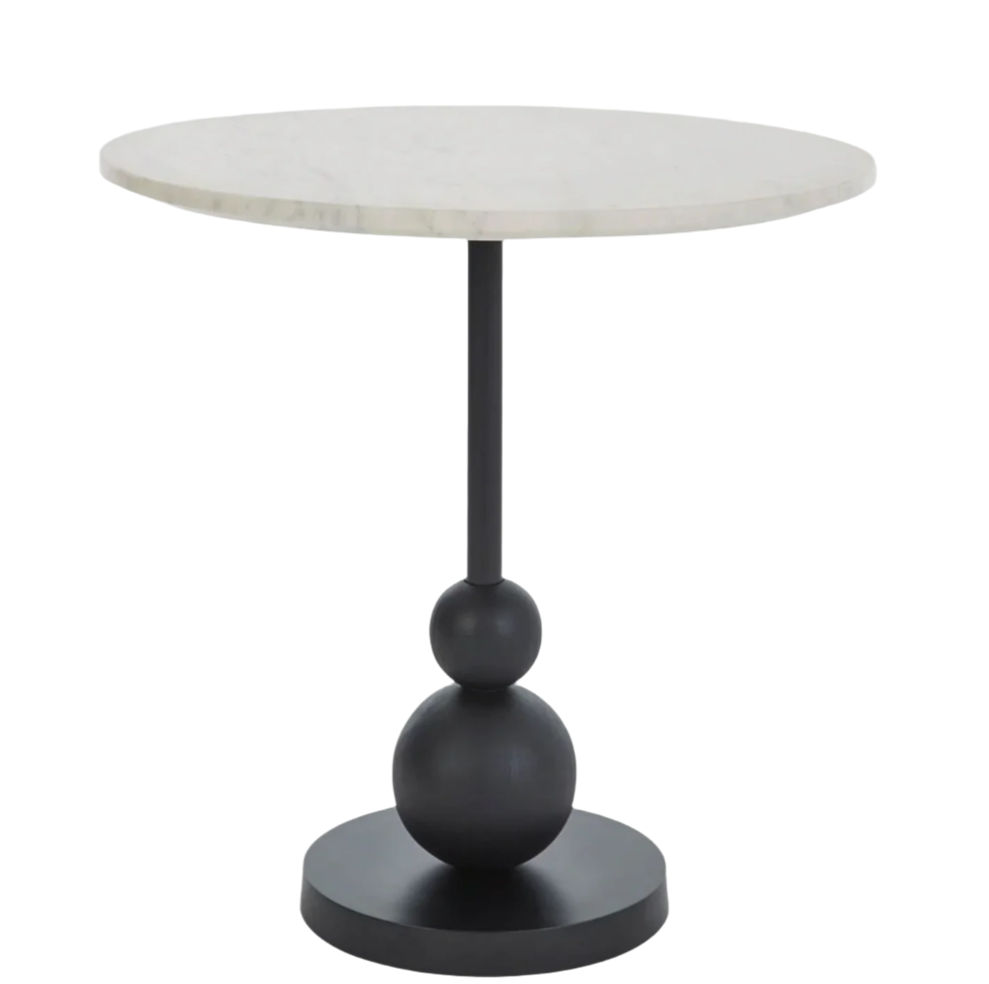 Round Side Table with Banswara Marble Top and Matte Black Base