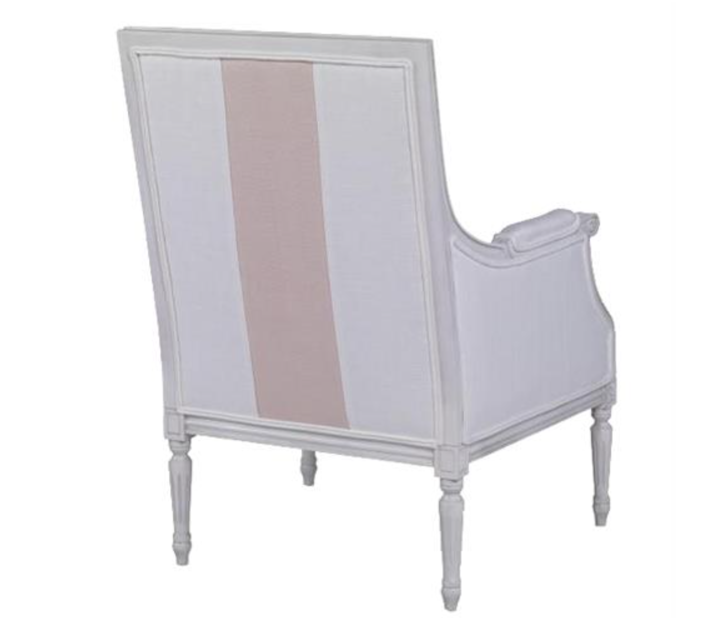 Custom French Chair in White Finish with Pink Stripe and Performance Fabric