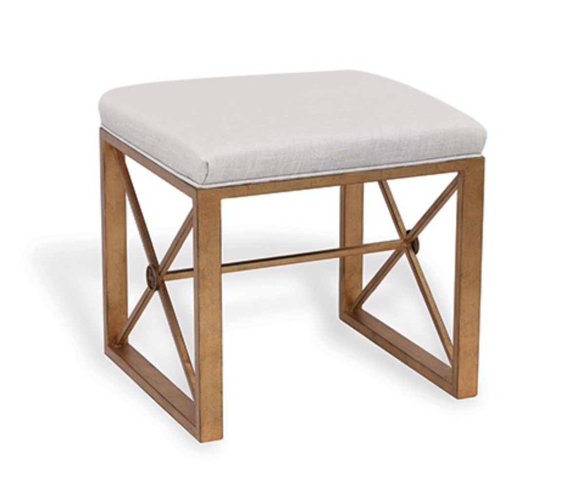 Gold Medallion Bench in Navy Thibaut Performance Fabric