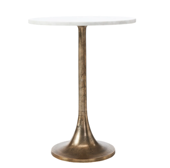 Tulip Marble and Brass Accent Table