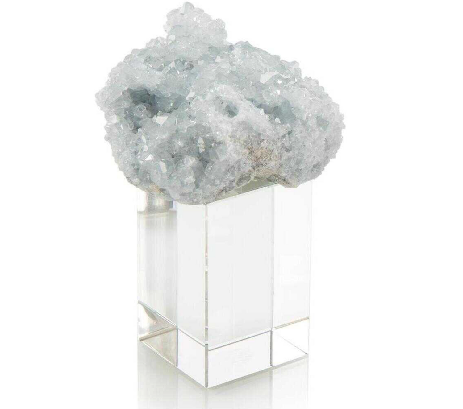 Celestite Crystal on Clear Crystal Cube Base
