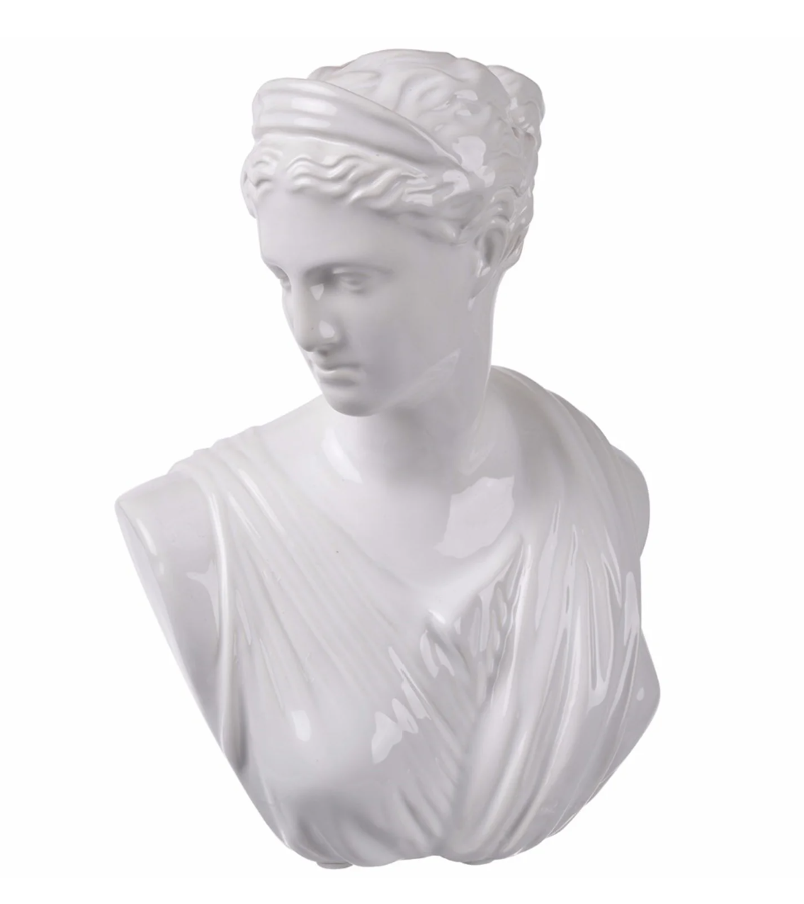 Classic White Glazed Ceramic Female Bust