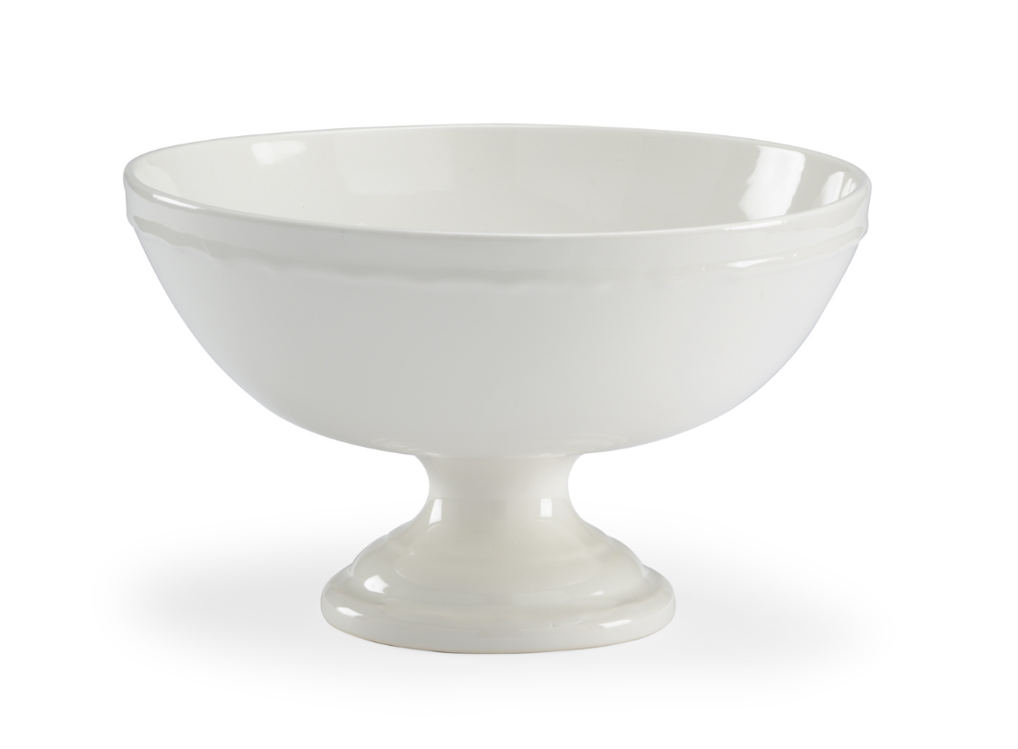 White Glazed Porcelain Pedestal Centerpiece Bowl