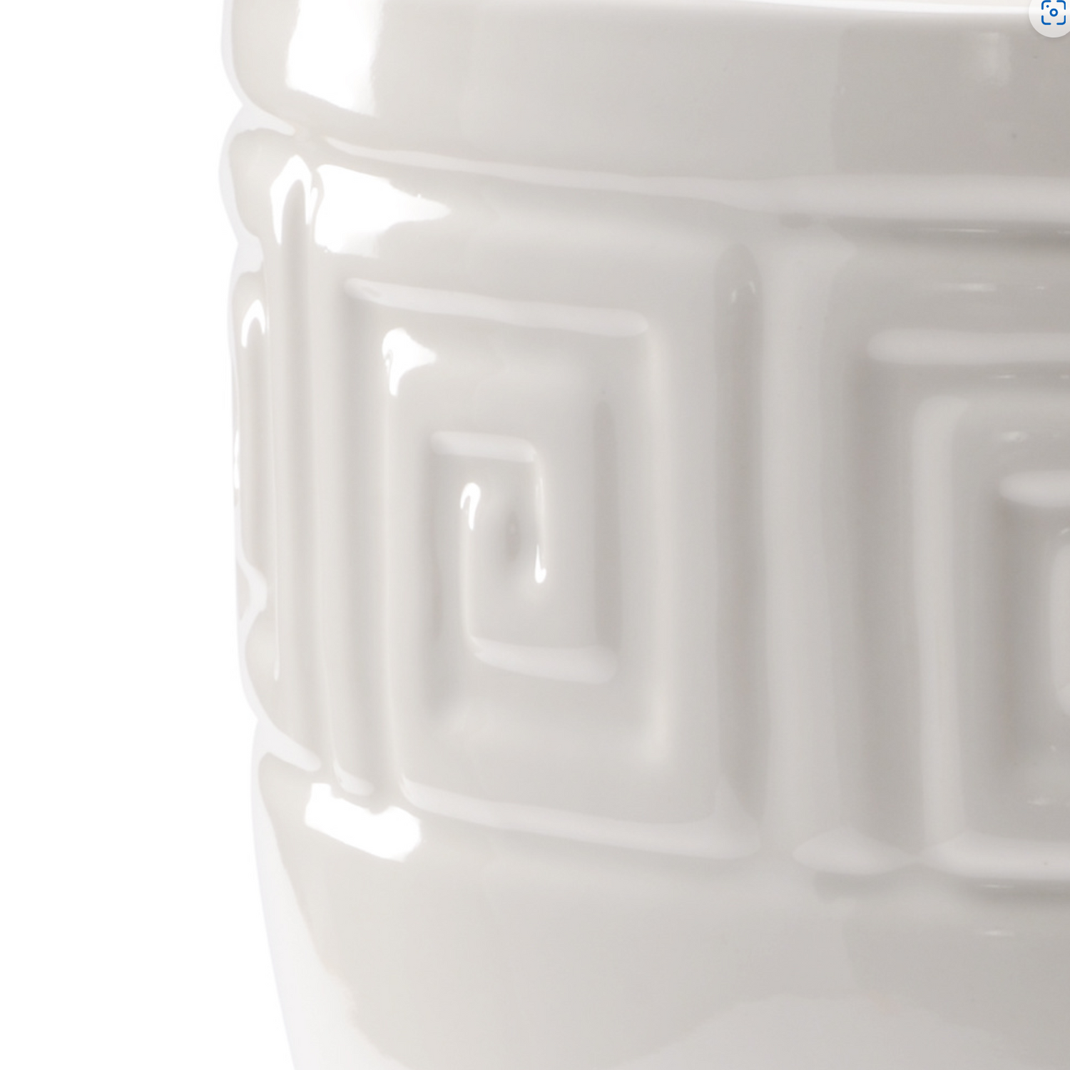 White Glazed Grecian Urn with Cut-Out Handles
