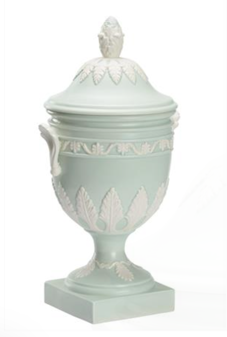 Wedgewood Ceramic Urn in Matte Celadon and Ivory Glaze
