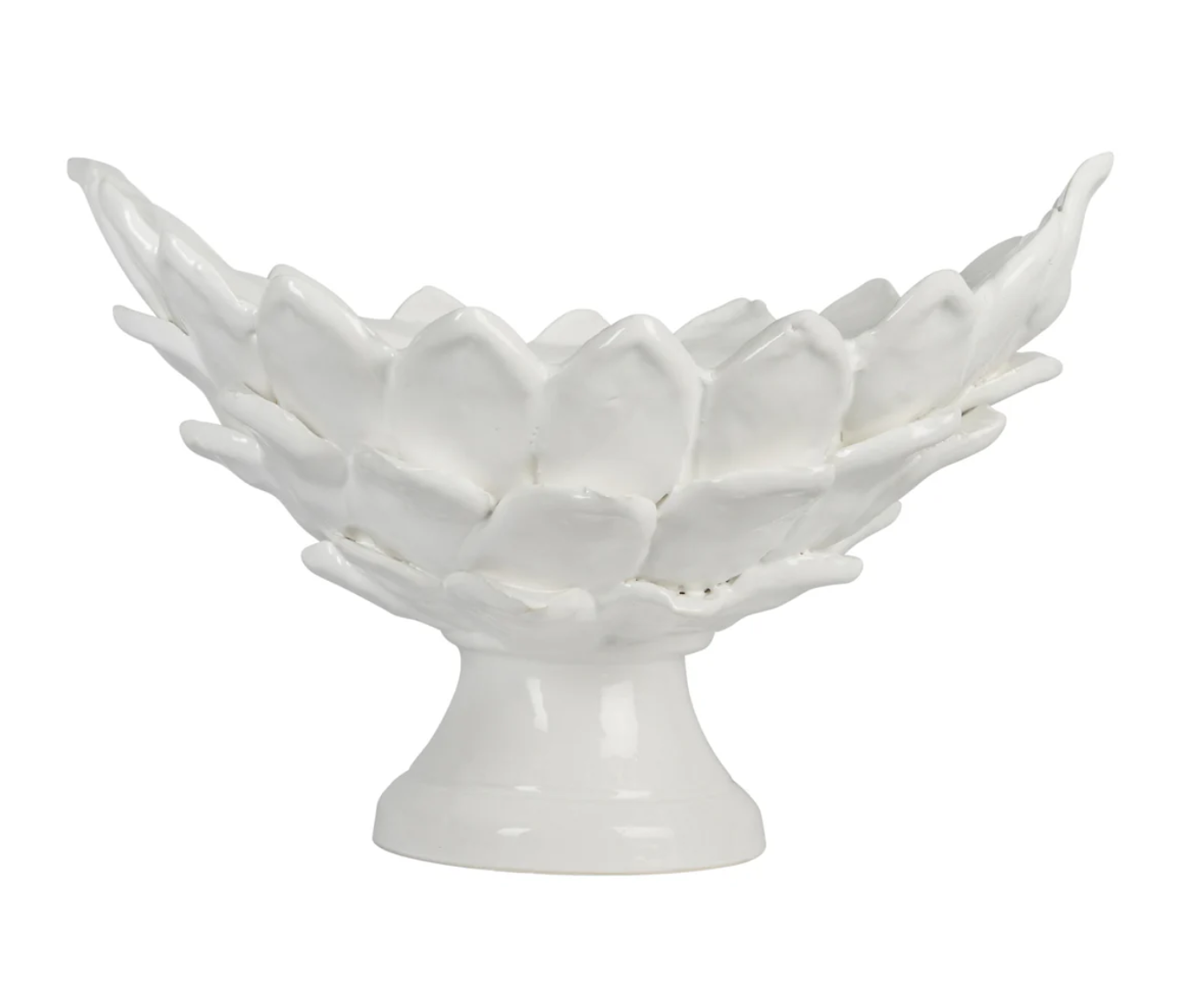 Large White Oval Leaf Bowl