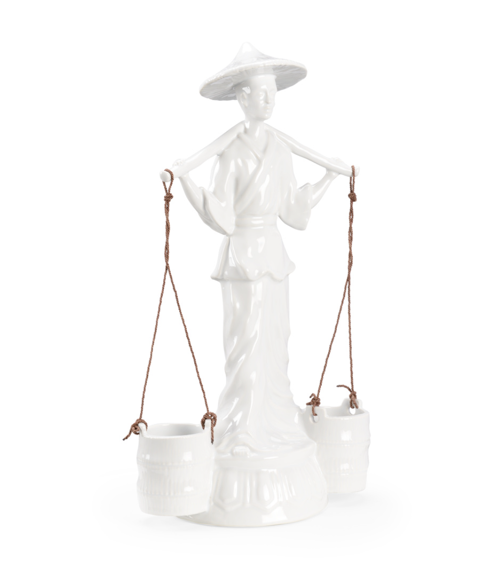 Indochine White Glazed Ceramic Water Carrier