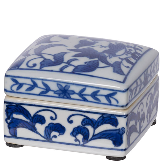 Small Square Blue and White Box