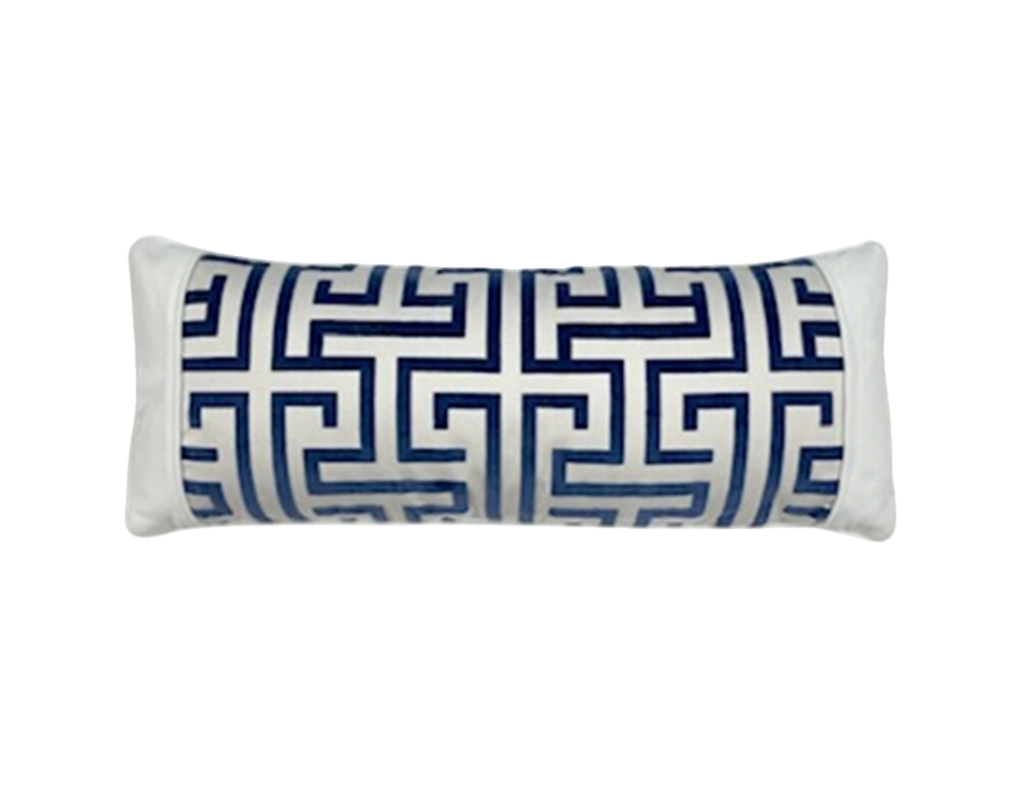 NH Madisonville Collection Navy and White Ming Trail Lumbar Pillow 13" x 32"