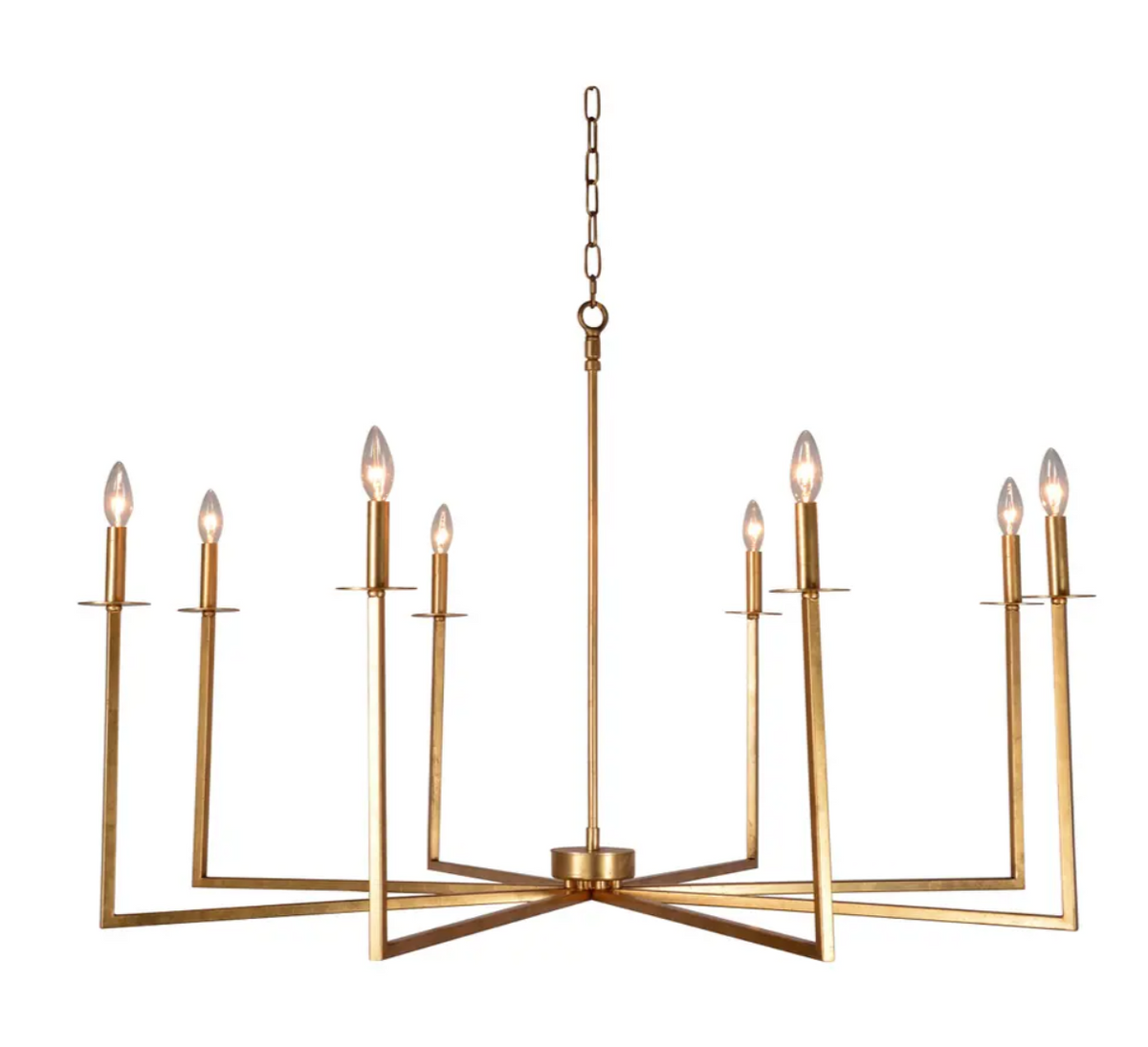 Brushed Antique Brass Eight-Arm Chandelier – 47"