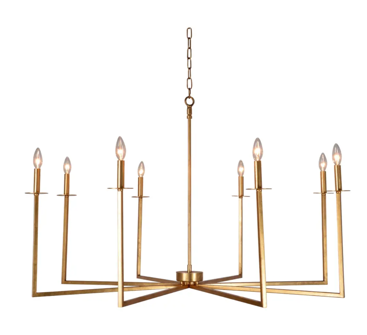 Brushed Antique Brass Eight-Arm Chandelier – 47"